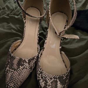 Snakeskin Patterned Ankle Strap Heels